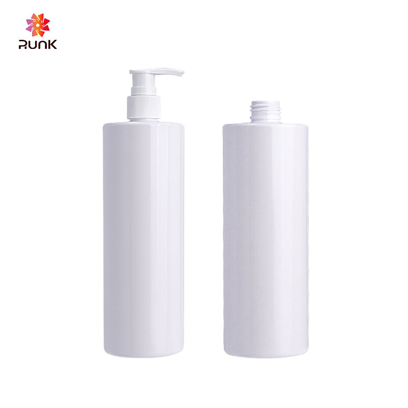 White smooth PET material 500ml facial cleanser large round packaging bottle