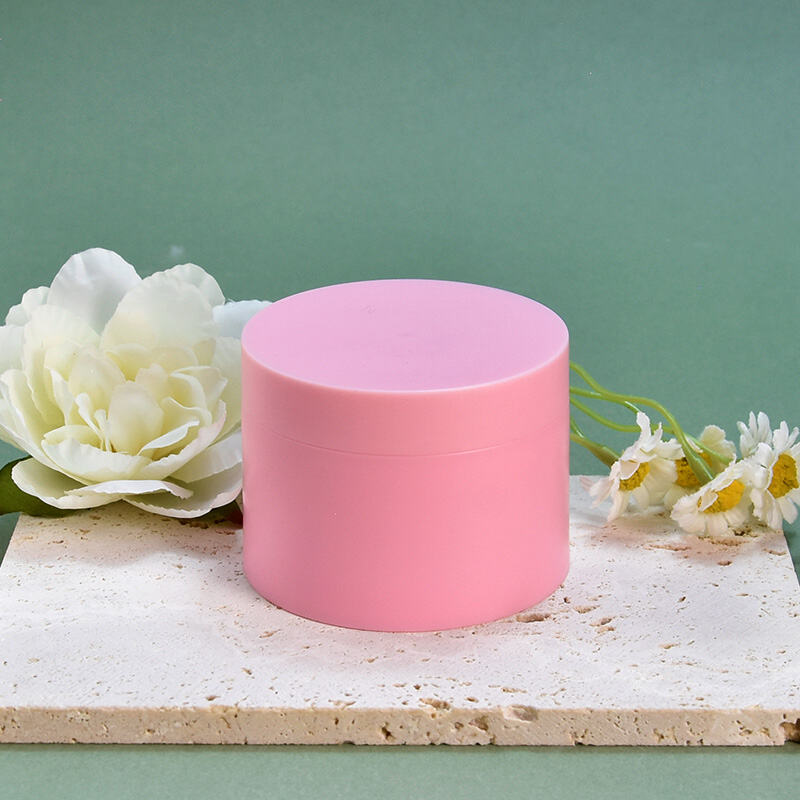 Vases cylindriques roses dépolis pour crèmes, en polypropylène (PP), destinés aux soins de la peau