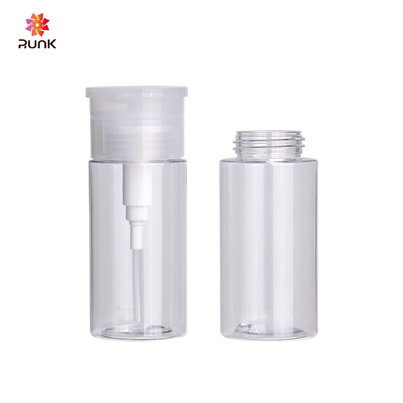 Meikinpoistopullo, PET-muovi, ympäristöystävällinen materiaali kosmetiikan pakkaamiseen