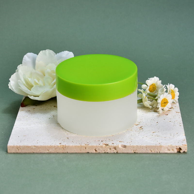 Pots transparents dépolis verts à vis pour crèmes pour le visage, vente en gros, 100 ml