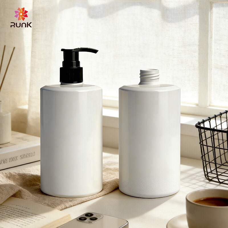 Round shape with black pump body wash bottles bulk for skincare