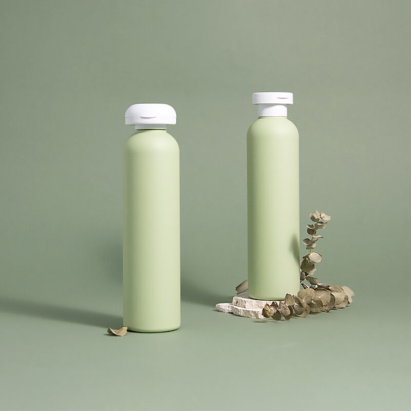 Emballage vert en forme de cylindre avec bouchon à bascule pour après-shampooing, flacon vide