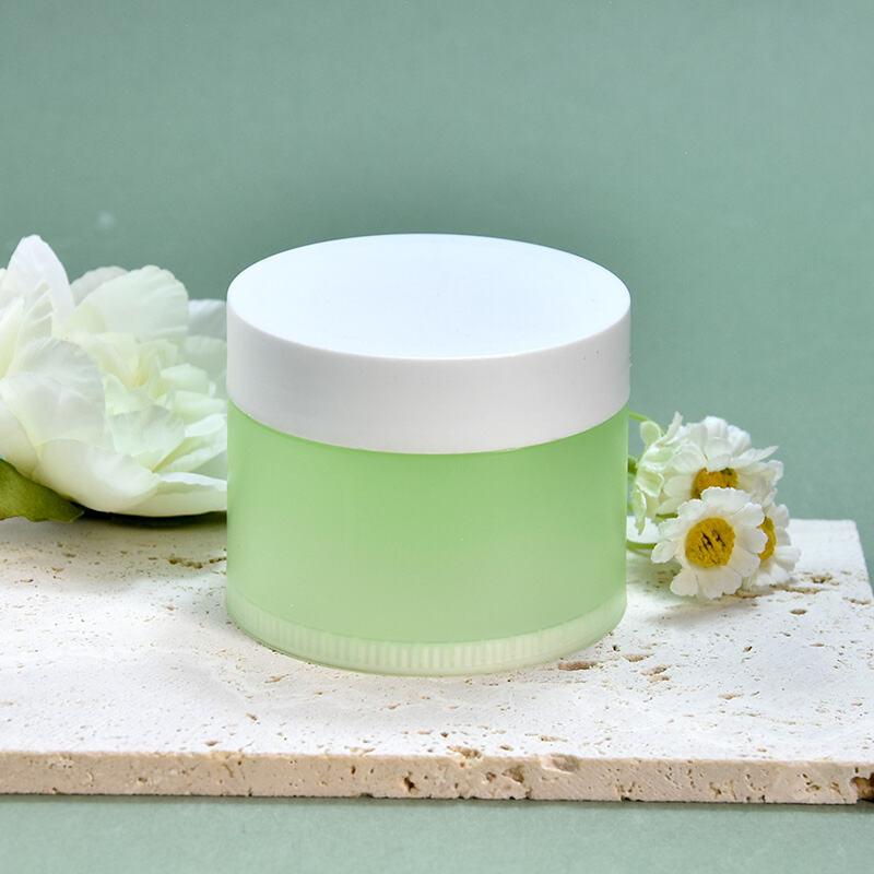 ขวดครีม PP สีเขียวโปร่งใสแบบด้าน ความจุ 50 มล. สำหรับบรรจุภัณฑ์เครื่องสำอาง ใช้สำหรับบรรจุผลิตภัณฑ์ดูแลผิวระดับพรีเมียม สามารถปรับแต่งโลโก้ได้