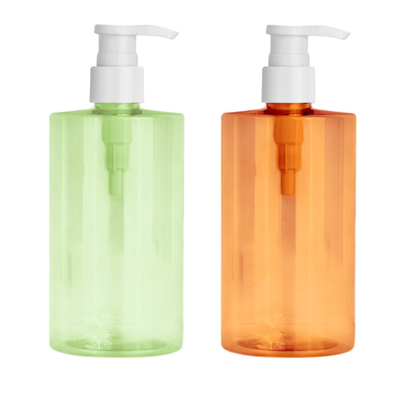 Amber private label skincare bottle manufacturer PET 400ml shower gel pump bottle