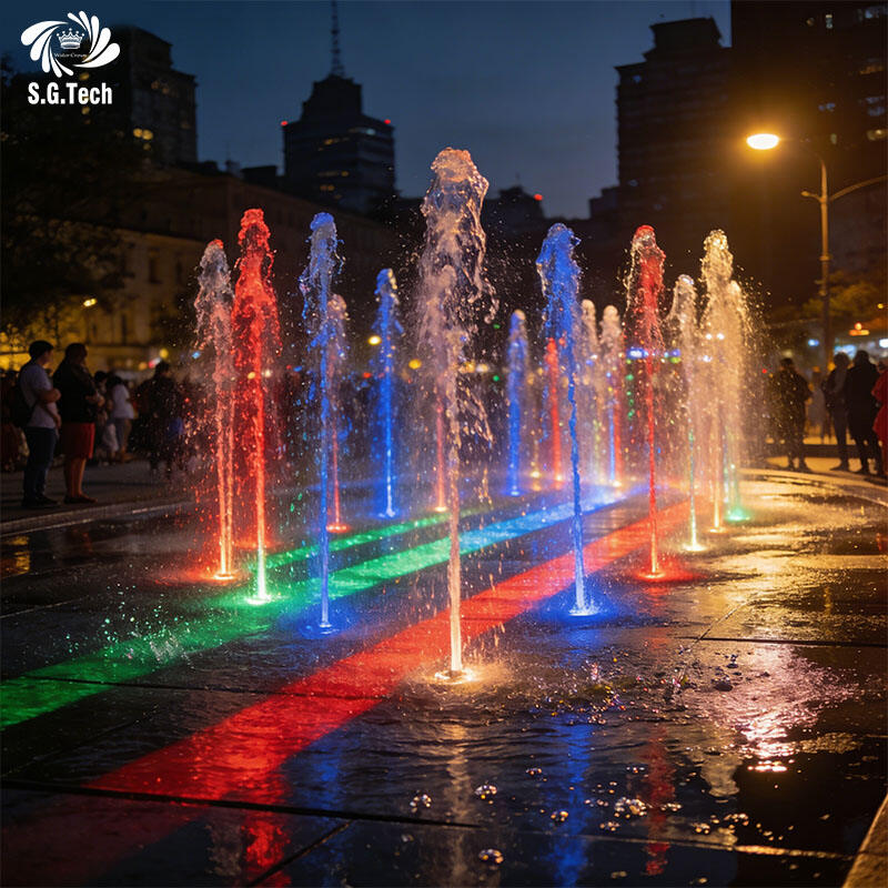 نافورة أنيقة على سطح جاف للخارج، تُستخدم في تنسيق الحدائق وتزيين الحدائق