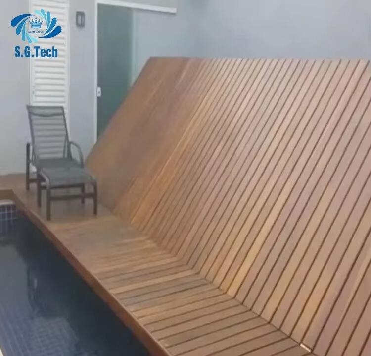 Water Crown High-End Folding Pool Cover Customizable Stainless Steel Wood Dust-proof and Space-Saving for Adults and Children details