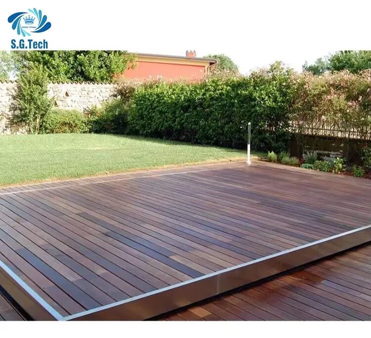 Customized Durable Stainless Steel Wood Deck Cover Automatic Sliding Pool Spa Child Remote Control Friendly Swimming Accessory factory