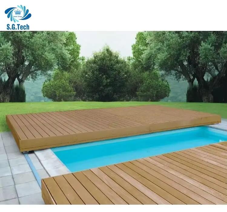 Customized Durable Stainless Steel Wood Deck Cover Automatic Sliding Pool Spa Child Remote Control Friendly Swimming Accessory supplier
