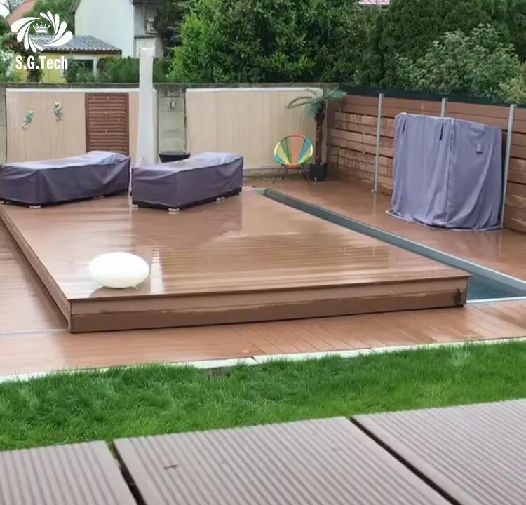 Customized Durable Stainless Steel Wood Deck Cover Automatic Sliding Pool Spa Child Remote Control Friendly Swimming Accessory manufacture