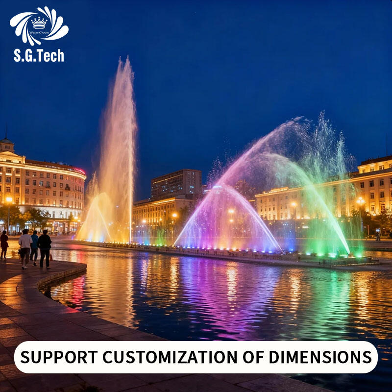 شركة ووتر كراون لتصنيع النوافير الموسيقية الجافة في الساحات العامة، وهي نافورة تفاعلية مائية