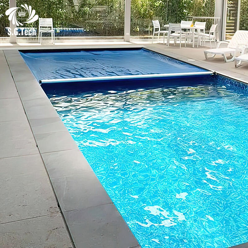 3.メーカー「ウォーターコローネ」製、全自動金属シャフト式PVCスイミングプールカバー。強度と美しさを兼ね備えたプール用品・アクセサリー