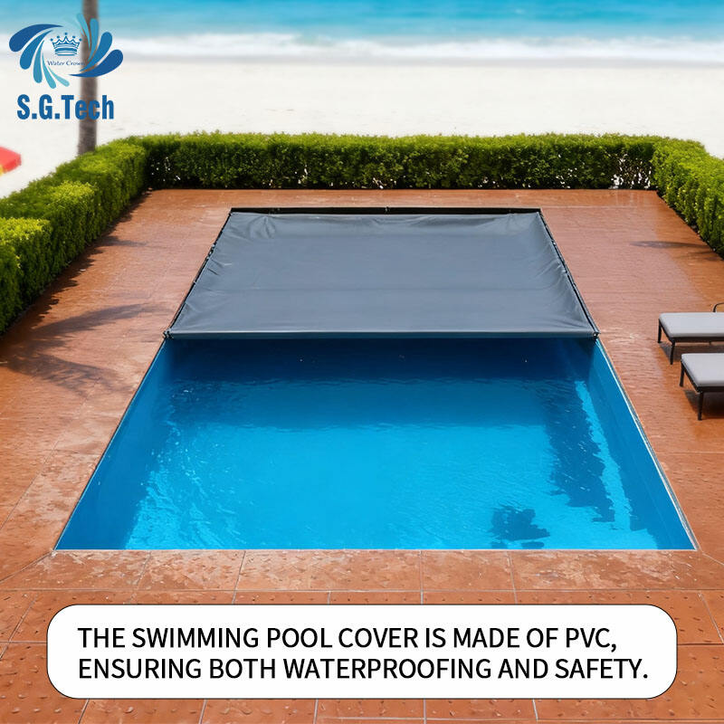 2025 Customized Size Waterproof PVC Track  Tarpaulin Dustproof Swimming Pool Cover Vinyl Tarps Water Crown