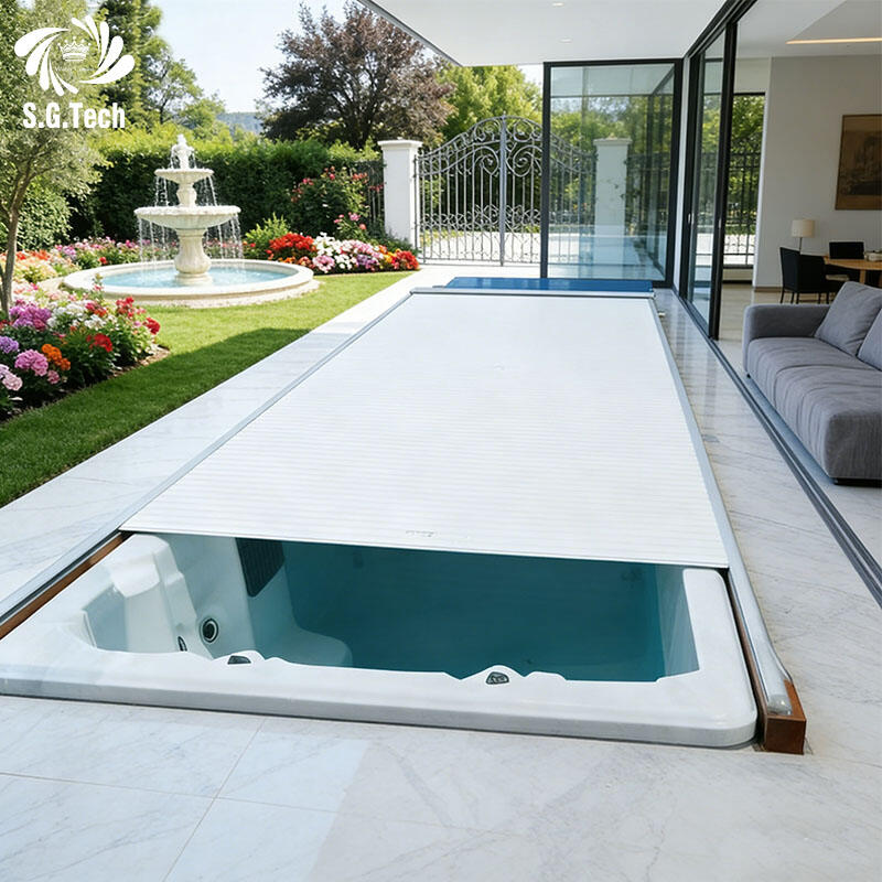 Automatische Swimmingpool-Rollladenabdeckung – langlebige, einziehbare Sicherheitspoolabdeckung, wasserdichtes Außenschutzsystem für Pools