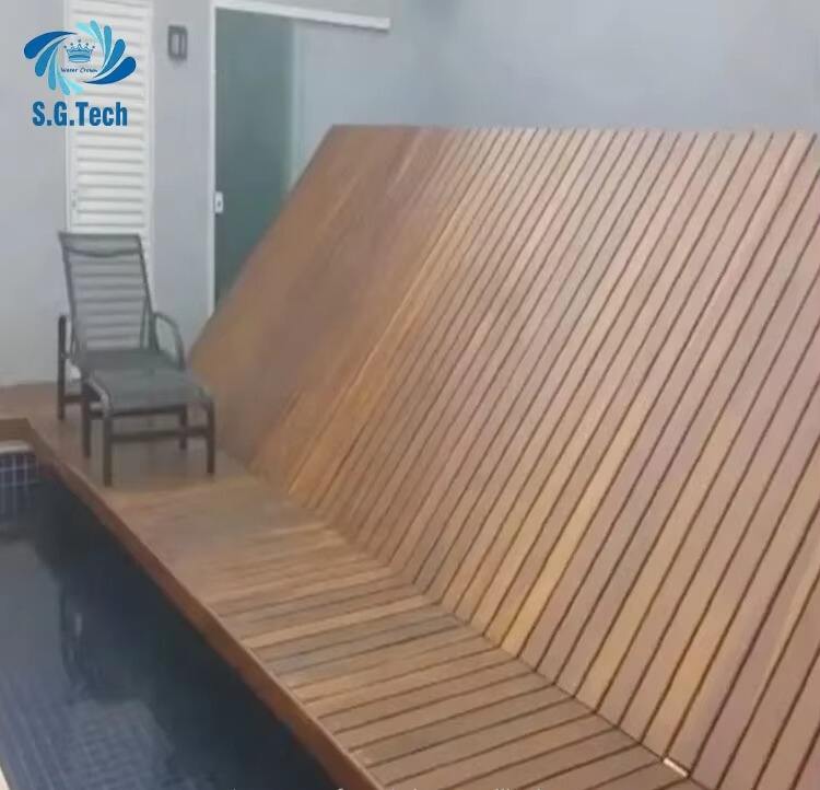 Water Crown High-End Stainless Steel Wood Folding Pool Cover Customizable and Dust-proof Space-Saving for Adults and Children supplier