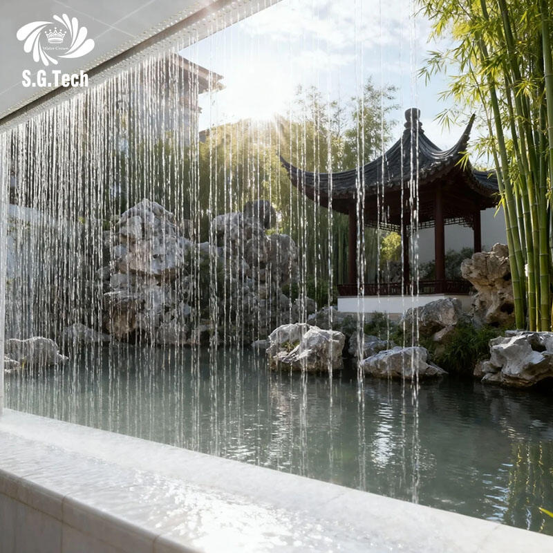 Tường ngăn thác nước nhân tạo trong nhà chất lượng cao – trang trí hồ bơi nhiều màu sắc, rèm mưa thác nước