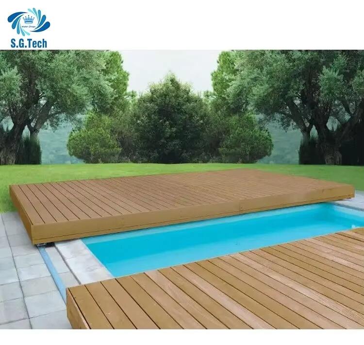 Customized Durable Stainless Steel Wood Deck Cover Automatic Sliding Pool Spa Child Remote Control Friendly Swimming Accessory supplier
