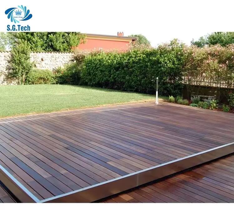 Customized Durable Stainless Steel Wood Deck Cover for Automatic Sliding SPA Pools Child Remote Control Friendly for Swimming factory