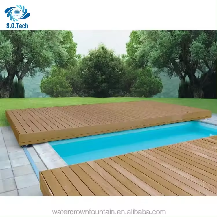 2025 Factory Customized Moving Floor Auto Sliding Pool Cover Load-bearing Pool Deck for Outdoor Swimming Pool