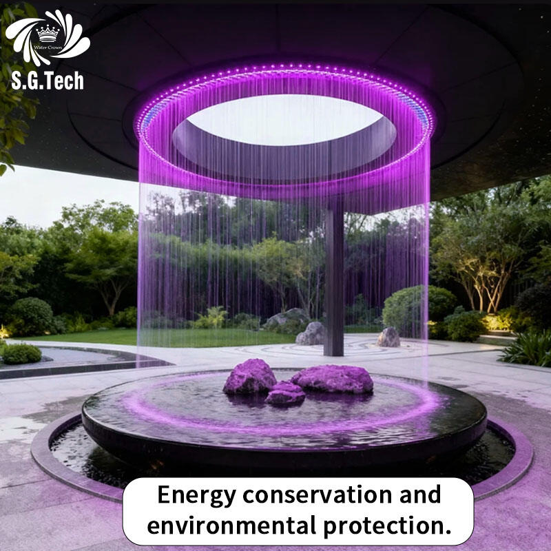2026 Tirai Air Rangkaian Disesuaikan Berbentuk Lingkaran/Linear/Persegi, Air Mancur SS304 untuk Dekorasi Aula Dalam Ruangan