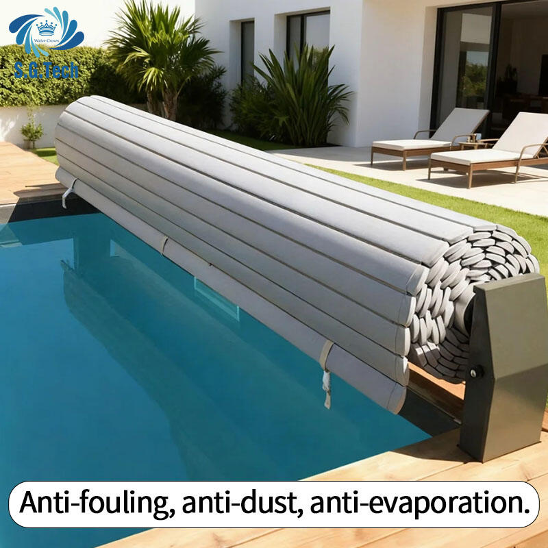 2026 Duurzame veiligheidsafdekking voor kinderzwembaden, waterdicht, automatisch inklapbaar, gepolijst polycarbonaat met lamellenstructuur, aangedreven door PC-materiaal, geschikt voor buitengebruik