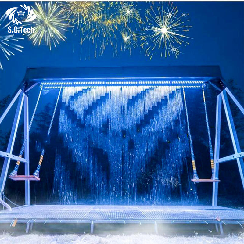 2025 Customized 3D Waterfall Wall Decor Digital Graphic Water Curtain LED Lights Waterfall Writing Rain Curtains for Stone Garden