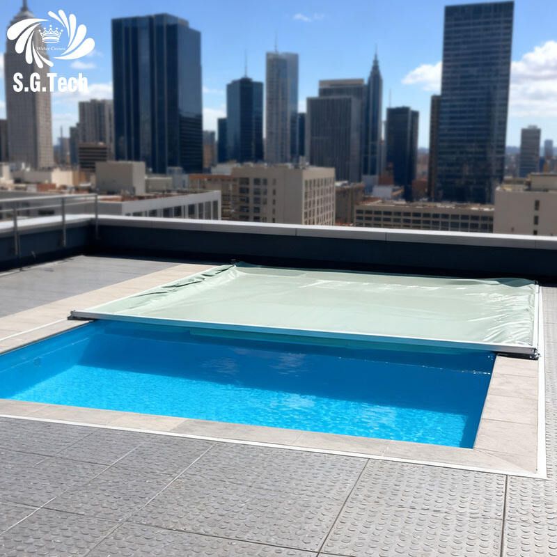Bạt che hồ bơi PVC tự động theo yêu cầu, thiết kế vuông cao cấp, chống tia UV, chống thấm nước, cách nhiệt