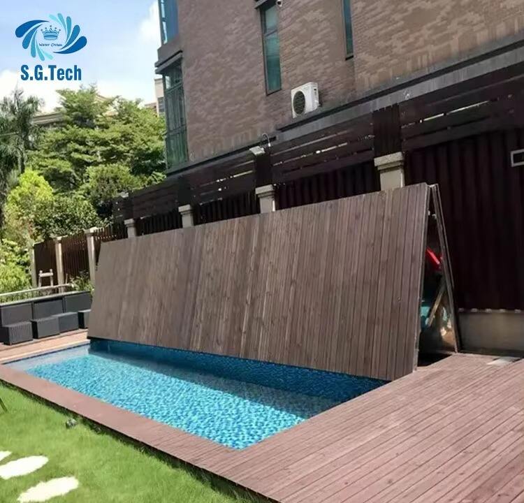 Water Crown Customized Durable Dust-proof Stainless Steel Folding Pool Cover Space-Saving for Adults & Children for Wood Pools details