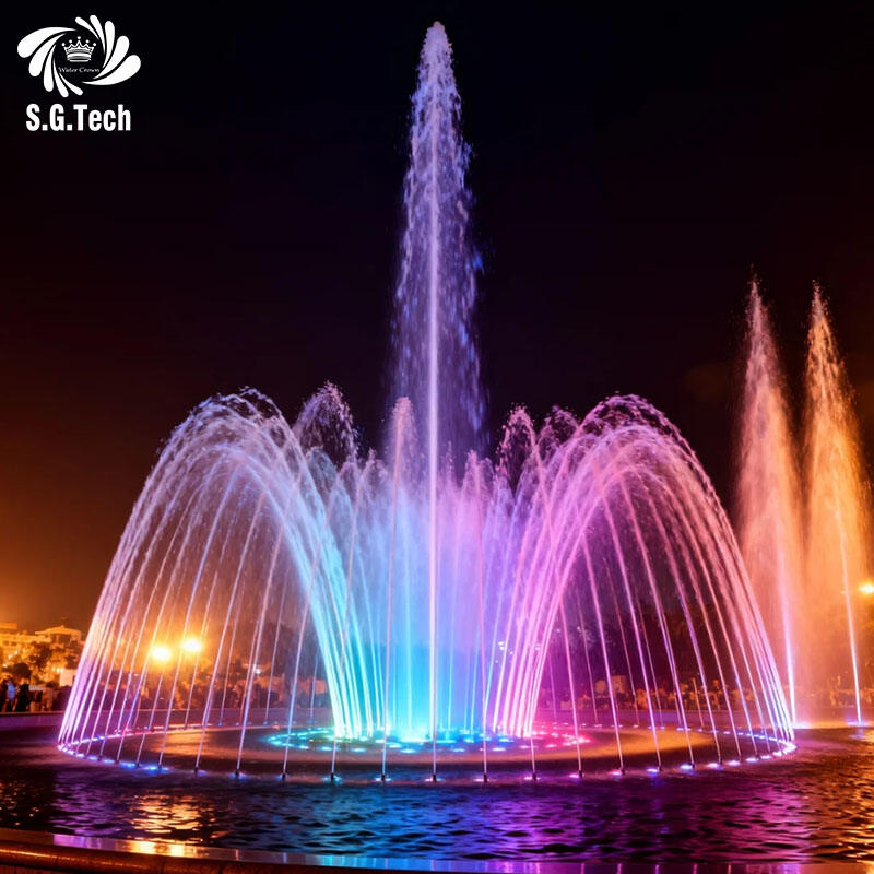 Fontaine musicale et dansante commerciale en acier inoxydable Water Crown, installation facile, design moderne, adaptée aux parcs et aux aménagements paysagers