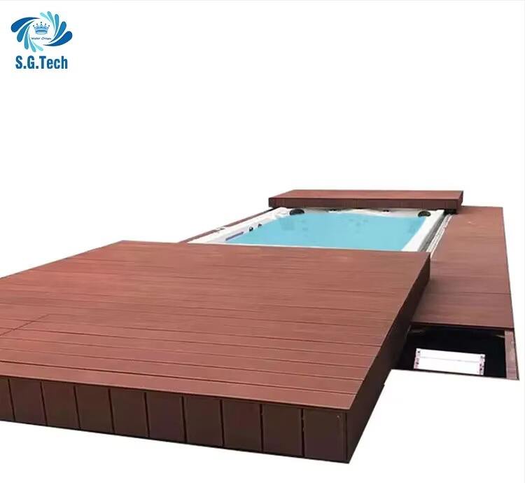 Customized Automatic Sliding Pool Deck Cover Durable Stainless Steel Wood Child Remote Control Friendly for Swimming Pools SPAs details