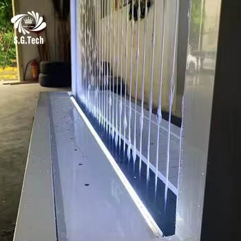 2025 Colorful Decoration Rain Water Curtain Waterfall With LED Lights String Rain Curtain Stainless Steel by WATER CROWN