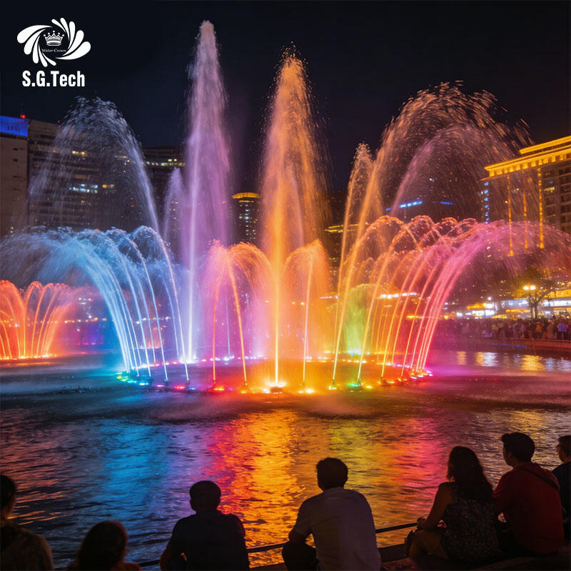 ウォーターソーンの高級デザイン噴水は、ステンレス鋼製フレーム、RGB防水照明、IP68防水等級を備えています。