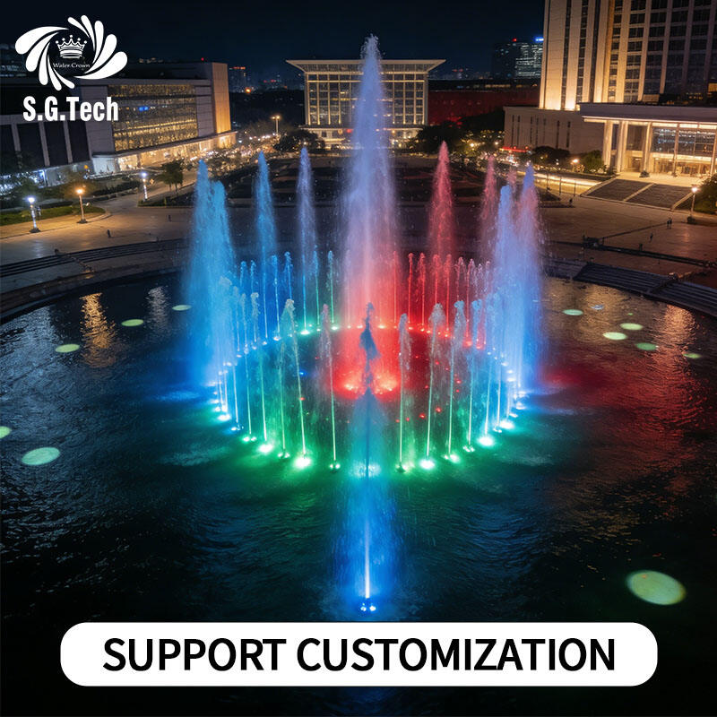 شركة ووتر كراون لتصنيع معدات نوافير التاج المائي – إضاءة خارجية متعددة الألوان (RGB) من الفولاذ المقاوم للصدأ عيار 304، نافورة تهوية موسيقية كبيرة الحجم