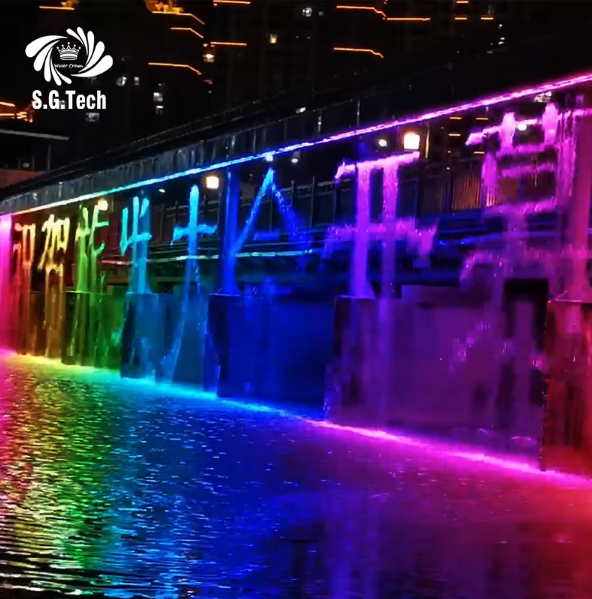 Guangdong Water Crown'un En Yeni Dijital Paslanmaz Çelik Su Perdesi Dış Mekan Bahçe Taş Fıskiyeleri Otelleri Yüzme Havuzları
