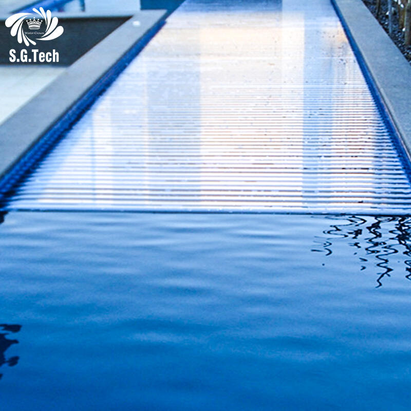 Water Crown aangepaste automatische PC zwembadafdekking, mooi en modern, kan rechtop staan.