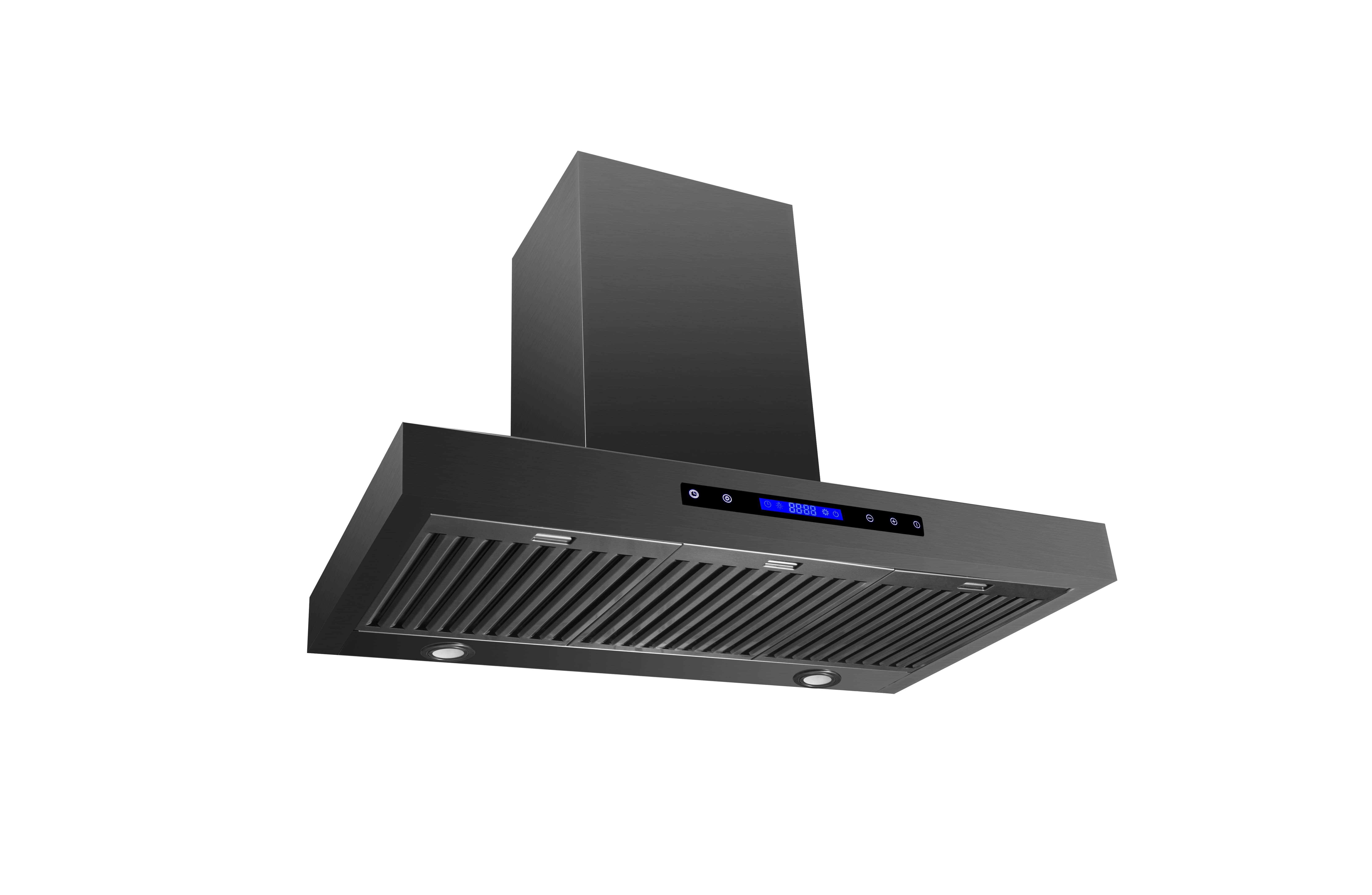 Hood de cuisinière électrique personnalisable en acier inoxydable 430 avec revêtement PVD, monté sur îlot ou mur, pour extraction d'air dans la cuisine domestique