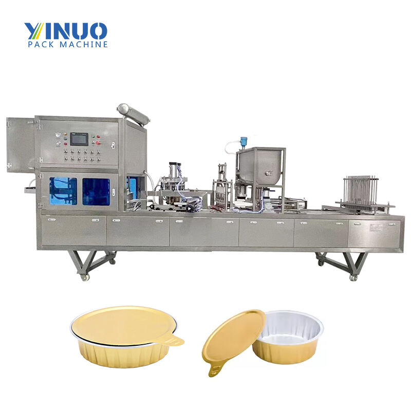 Automaitc aluminum foil tray filling and sealing packing machine