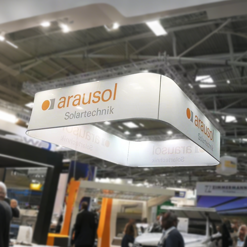 Aluminum Irregular Tension Fabric Hanging Banner Exhibition Trade Show Booth Hanging Ceiling Banner