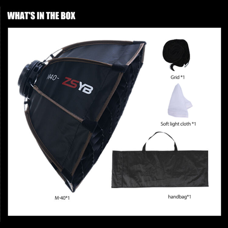 ZSYB Handheld Folding Portable Borong Bucket 40cm Photographic Live Flash External Light Quick Softbox for W40B/W20B