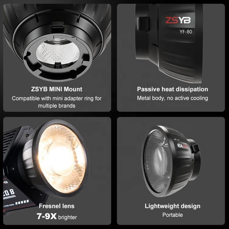 ZSYB YF-80 Mini Mount Fresnel Lens for Video Photographic Lighting Accessories