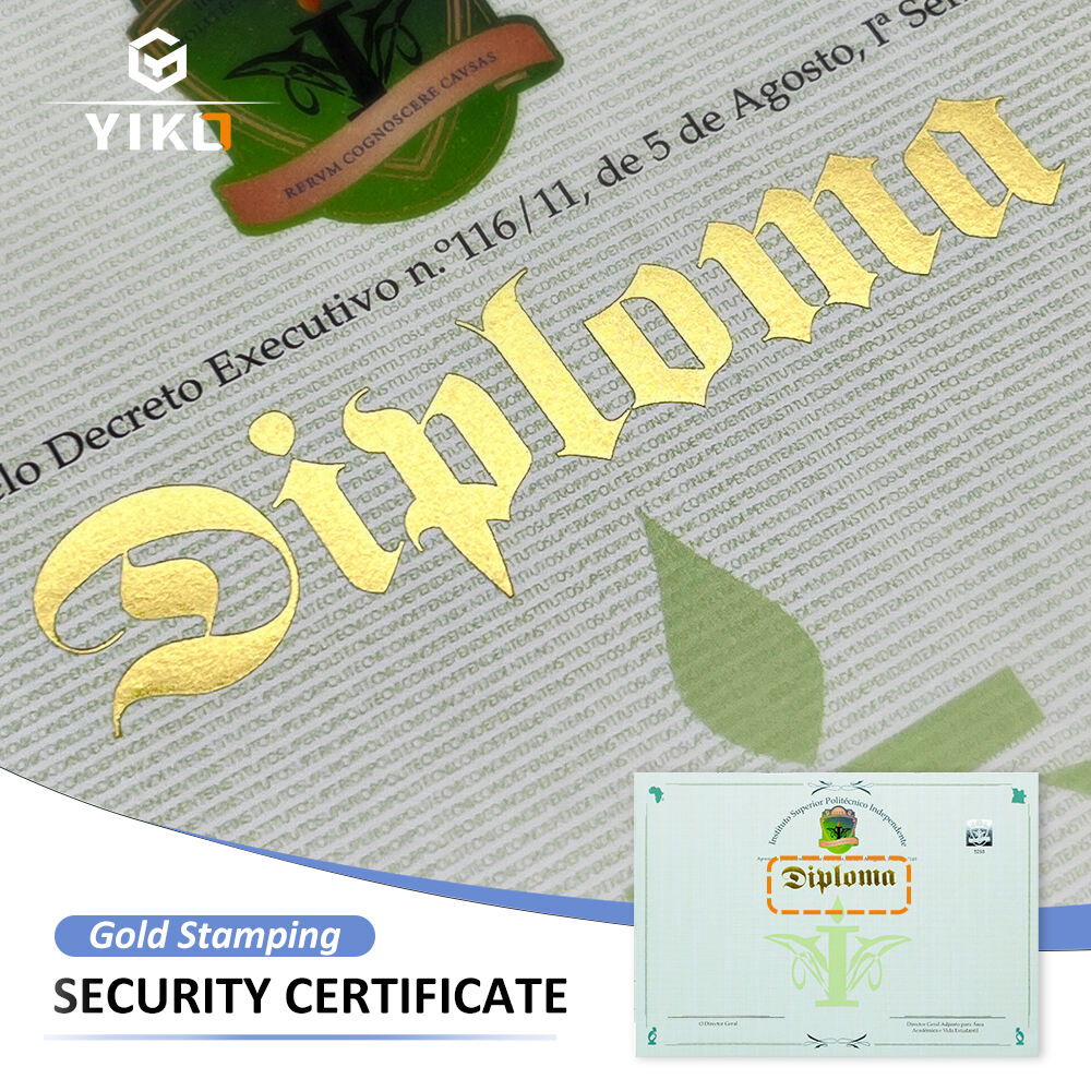 Custom Security Diploma Certificate Paper Printing With Gold Stamping University Graduation Smooth College Diploma Certificate details