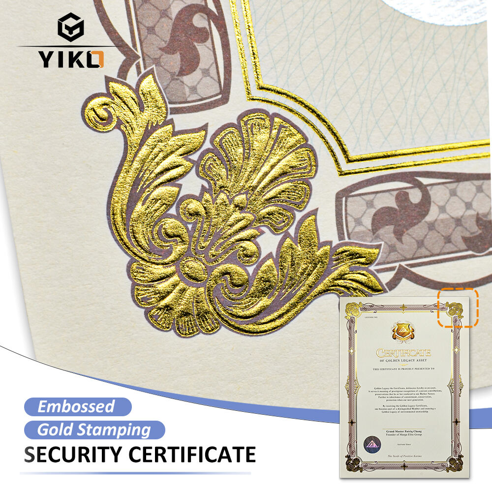 Custom Luxury A3 Certificate Paper With Holographic Seal and Gold Foil Stamping Embossed 300GSM Cardboard for Gift Security details