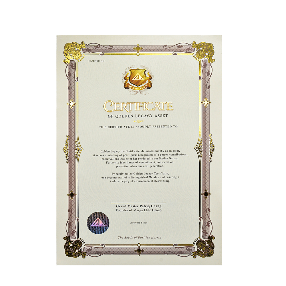  Anti-Counterfeit A3 Legacy Asset Certificate Paper for Institution