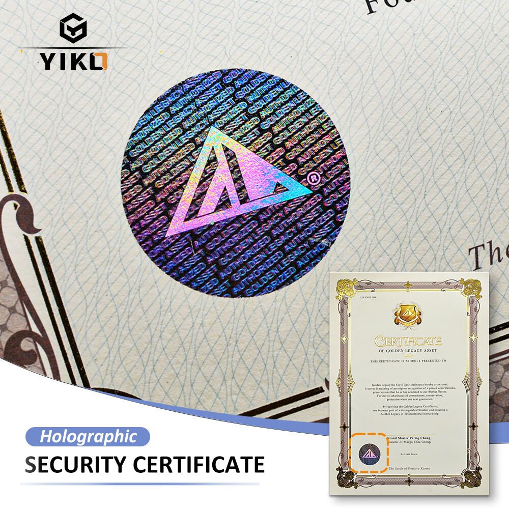 Custom Luxury A3 Certificate Paper With Holographic Seal and Gold Foil Stamping Embossed 300GSM Cardboard for Gift Security factory