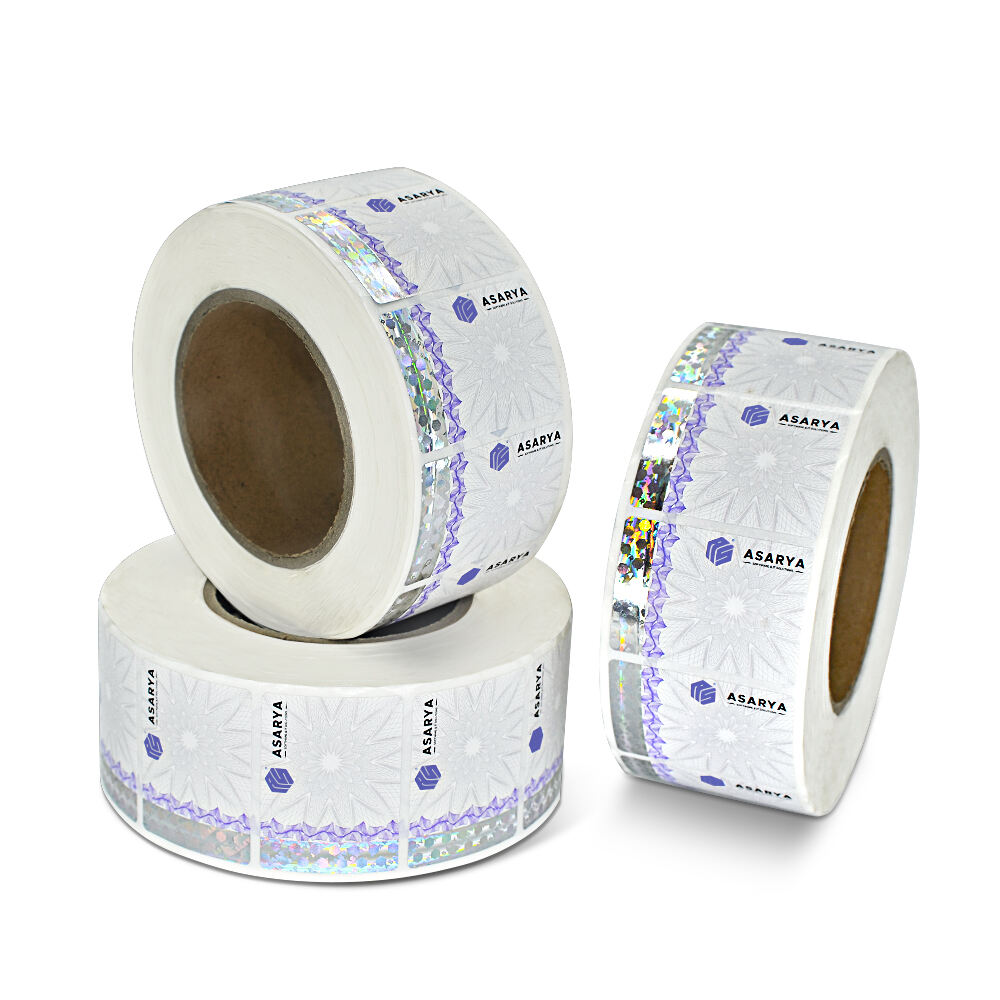 Security labels with positional holographic strips