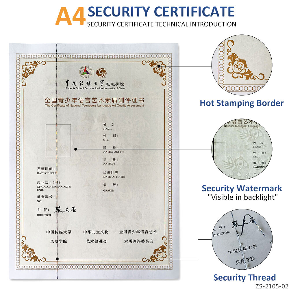 Anti-Counterfeit Degree Certificate Paper for University