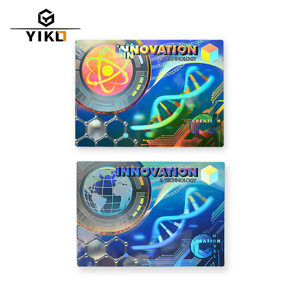 Yiko Rectangle Laser Labels Silvery Promotional Holographic Anti-counterfeit Seal Sticker for Cosmetic Packaging