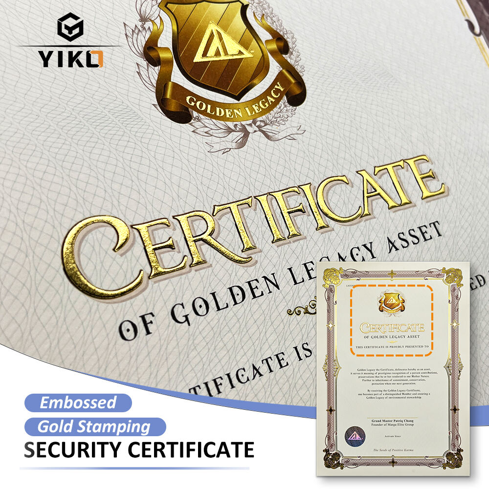 Custom Luxury A3 Certificate Paper With Holographic Seal and Gold Foil Stamping Embossed 300GSM Cardboard for Gift Security factory