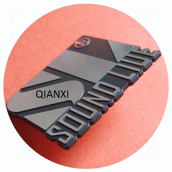 High Quality Injection Moulded 3d Name Plate Badges Die Struck Emblems Diamond Cut Nameplate
