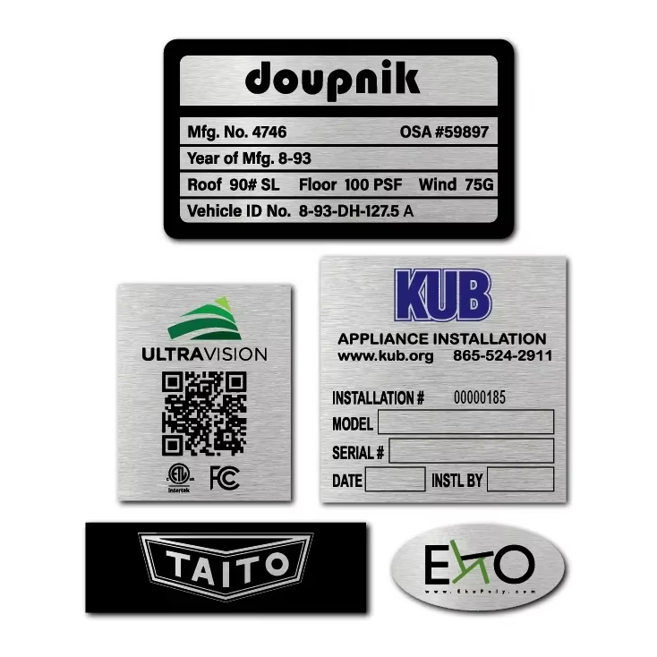 Printing Metal Badge Permanent Adhesive Brass logo Sticker Anodised Aluminium Name Plate Etched Nameplate Stainless Steel Labels