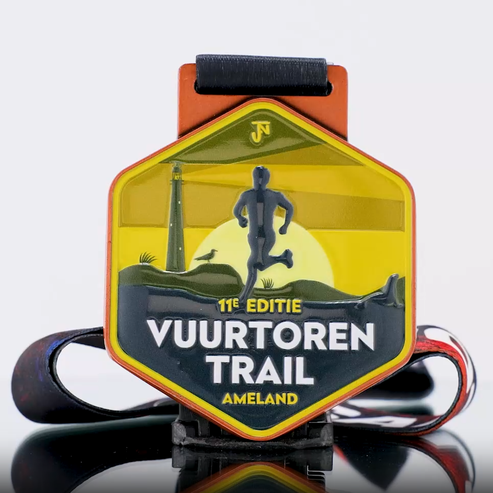 Ameland-Insel-Leuchtturm-Pfadlauf-Finisher-Medaille – Küsten- und Leuchtturm-Thema, individueller Laufpreis mit Lanyard